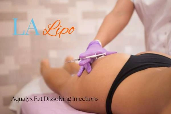 Woman having fat dissolving injections Lincoln on thighs