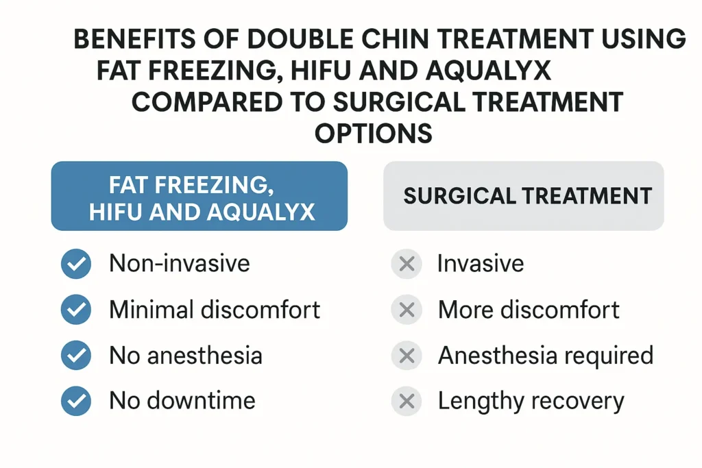 Graphic about the benefits of double chin treatment Lincoln - from LA LIPO