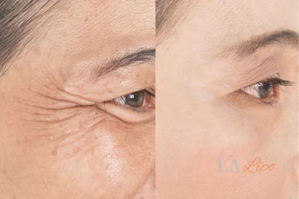 Before and after results of woman - HI-fu wrinkles reduction treatment Lincoln