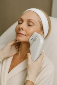 Woman receiving HIFU non surgical facelift treatment Lincoln