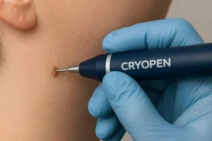 Person receiving skin tag removal Lincoln